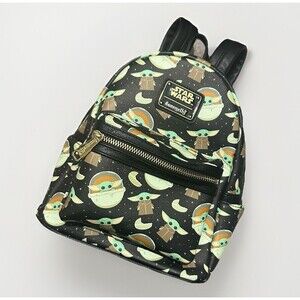 Loungefly Baby Yoda Mini Backpack Grogu STAR WARS Mandalorian Disney Green Black